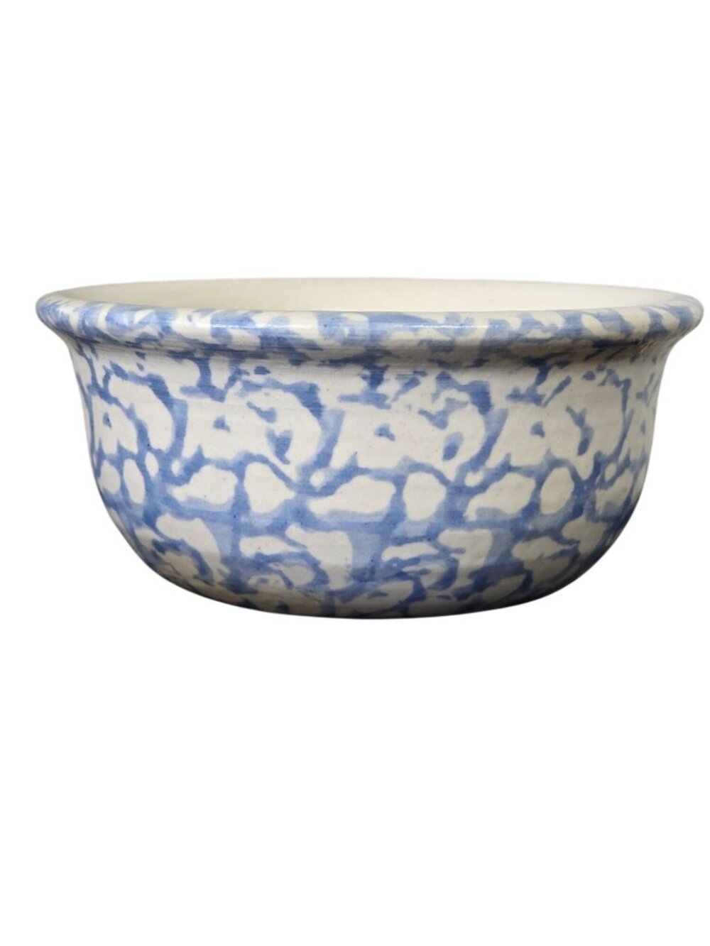 Blue & White Pottery Bowl Spongeware Design Rustic Farmhouse Style 5"